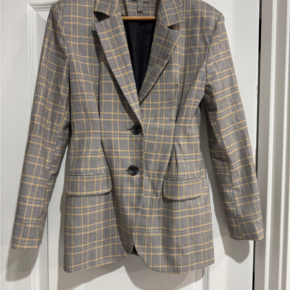 ASOS Houndstooth Blazer with Yellow Accents